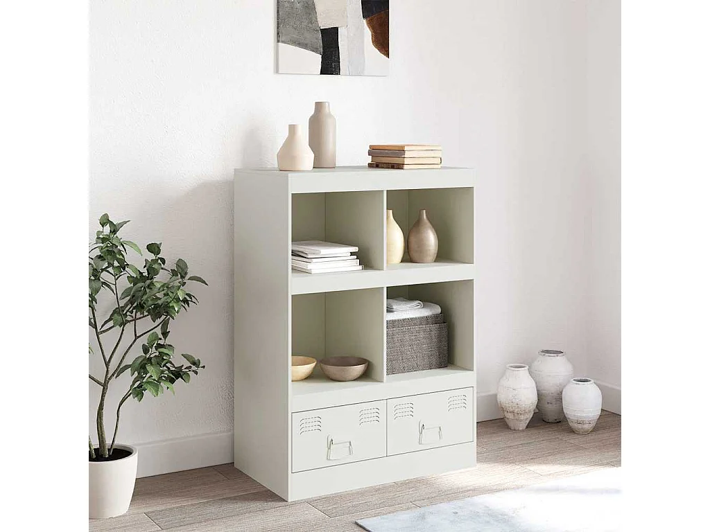 Buffet haut blanc 67x39x95 cm acier