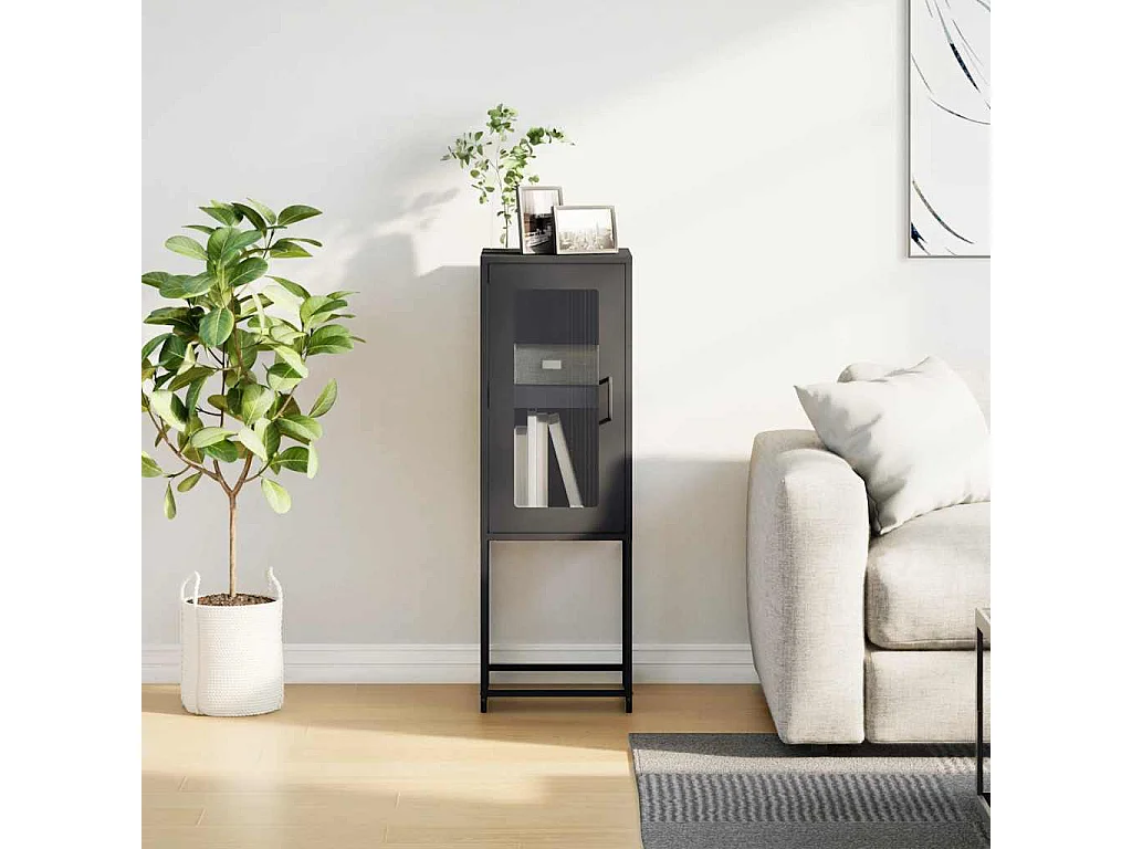 Buffet noir 36x39x107 cm acier laminé à froid