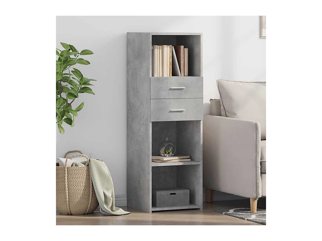 Buffet haut gris béton 40x42,5x124 cm bois d'ingénierie