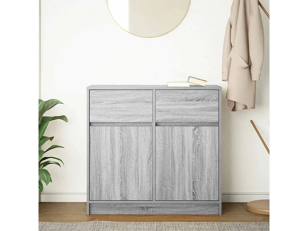 Buffet avec tiroir sonoma gris 80x34x76 cm bois d'ingénierie