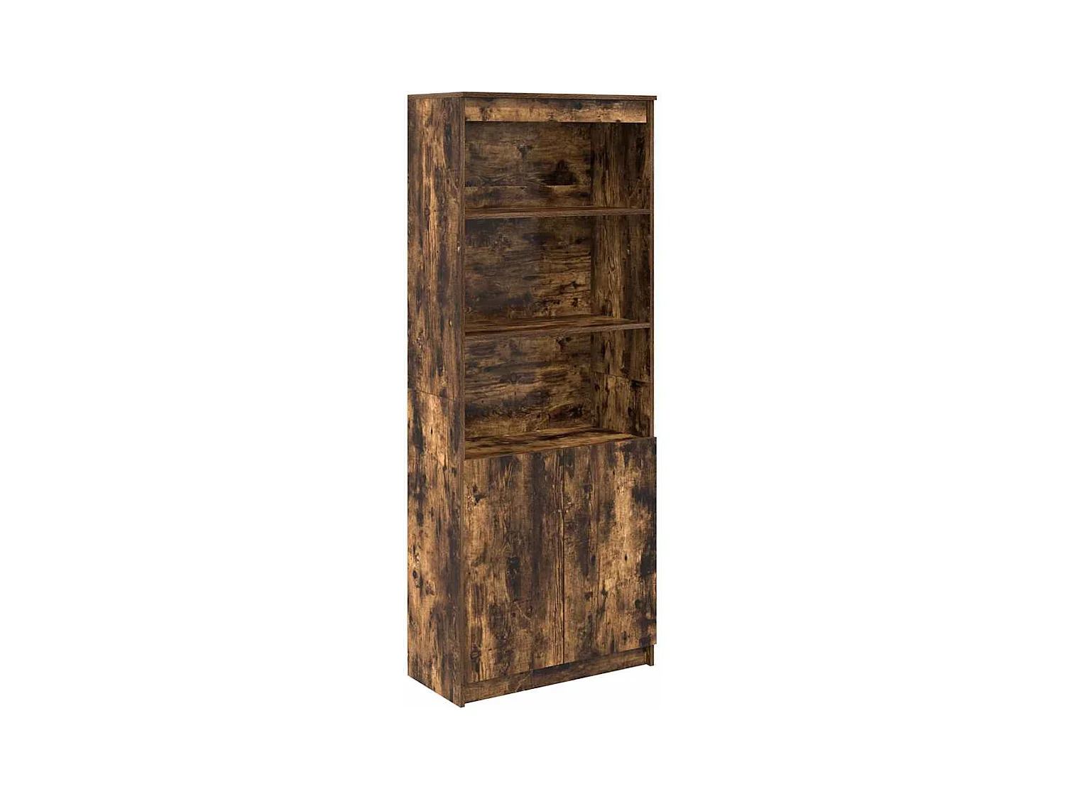 Buffet haut chêne fumé 70x35x180 cm bois d'ingénierie