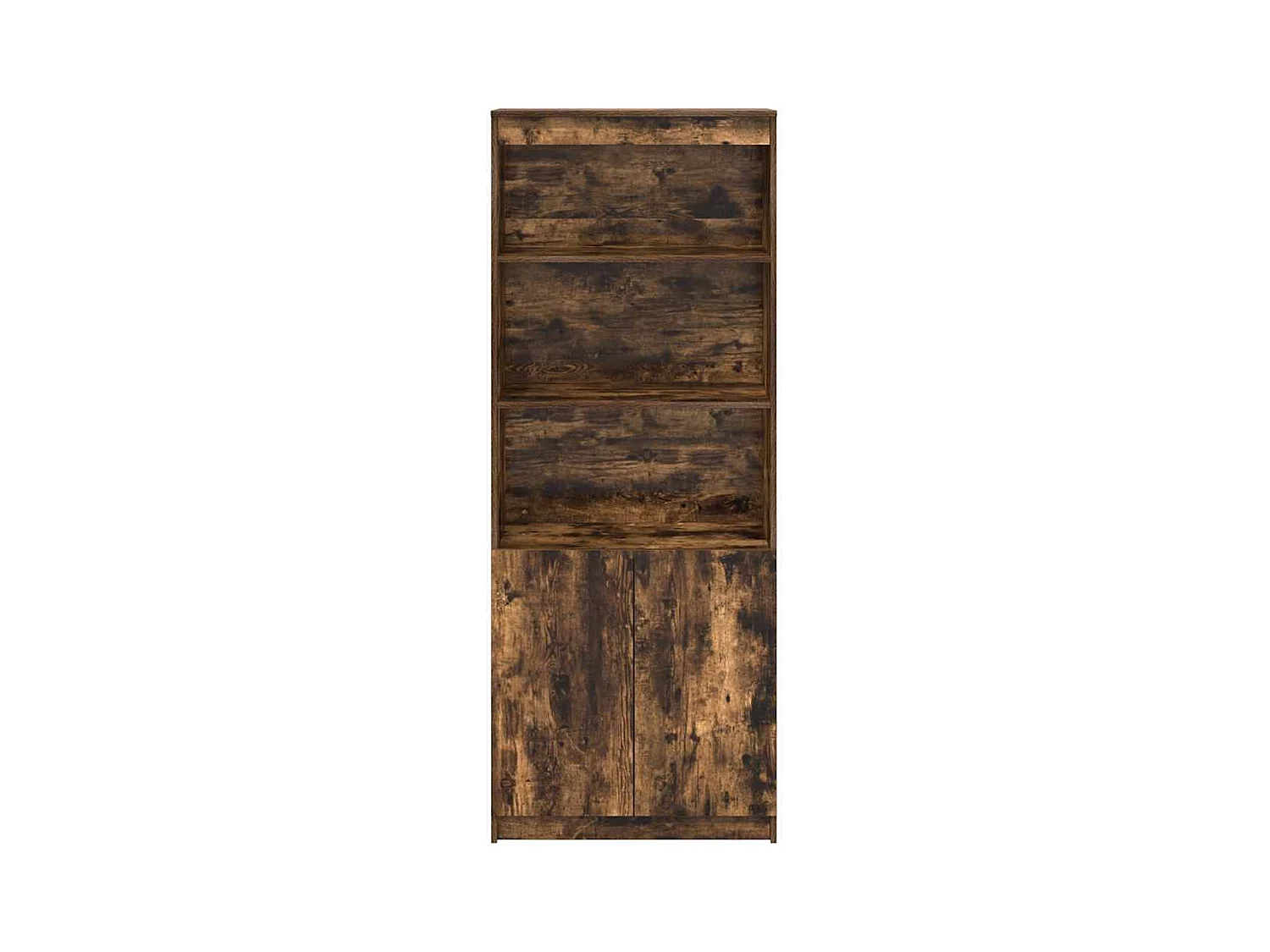 Buffet haut chêne fumé 70x35x180 cm bois d'ingénierie