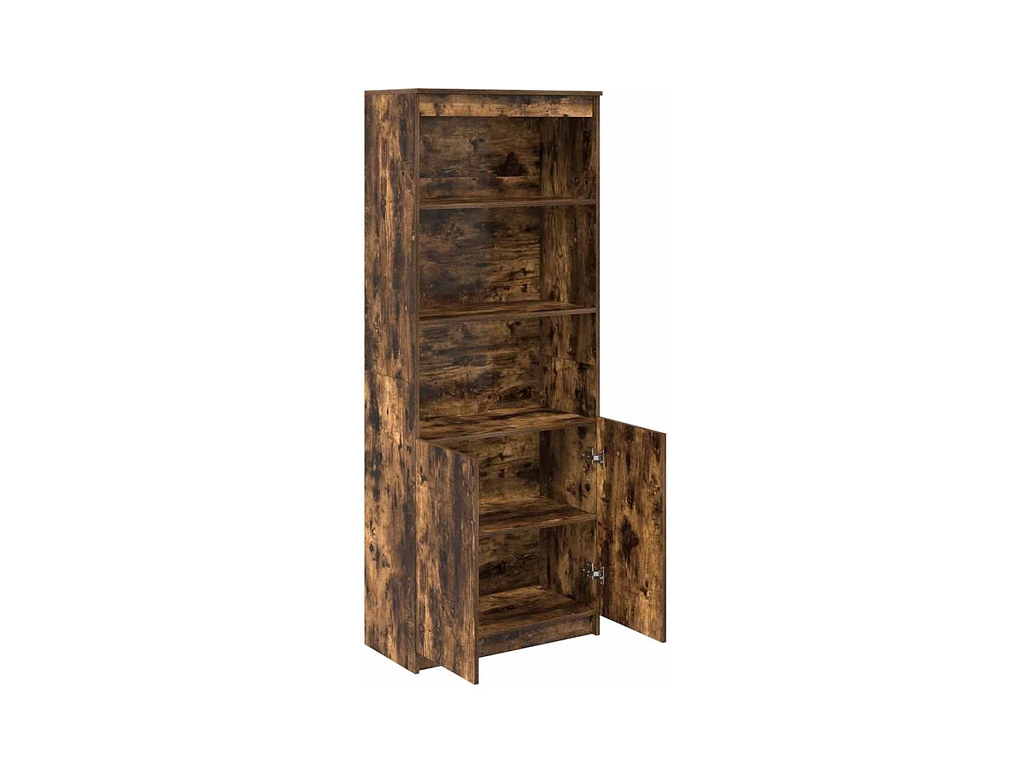 Buffet haut chêne fumé 70x35x180 cm bois d'ingénierie