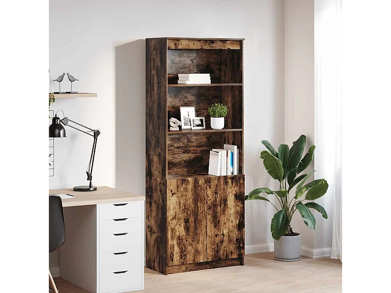 Aparador alto madera de ingeniería roble ahumado 70x35x180 cm