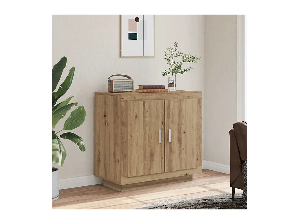 Buffet chêne artisanal 80x40x75 cm bois d'ingénierie