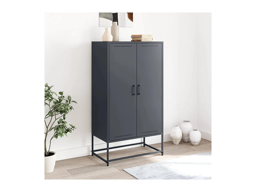 Buffet haut anthracite 68,5x38,5x123,5 cm acier
