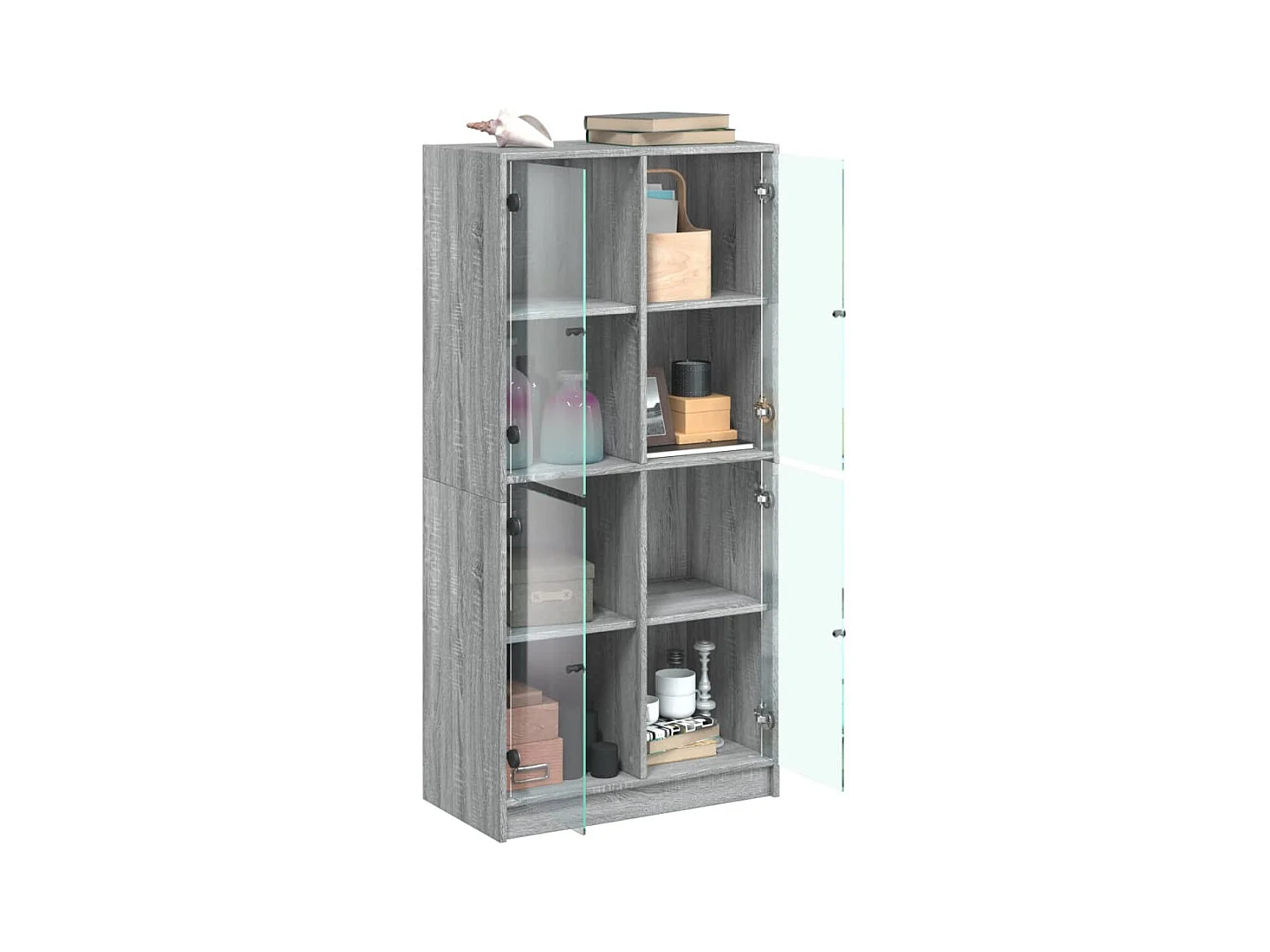 Buffet haut avec portes gris sonoma 68x37x142cm bois ingénierie