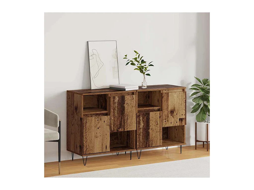 Buffets 2 pièces Bois ancien 120 x 35 x 70 cm Bois d'ingénierie