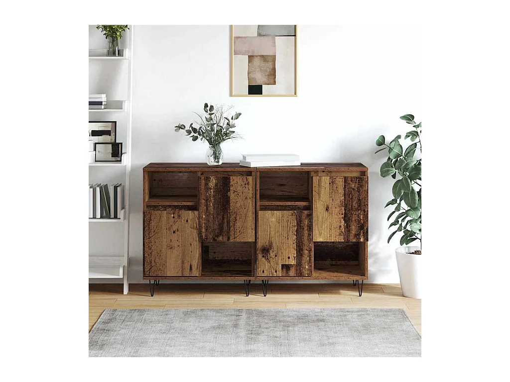 Buffets 2 pièces Bois ancien 120 x 35 x 70 cm Bois d'ingénierie