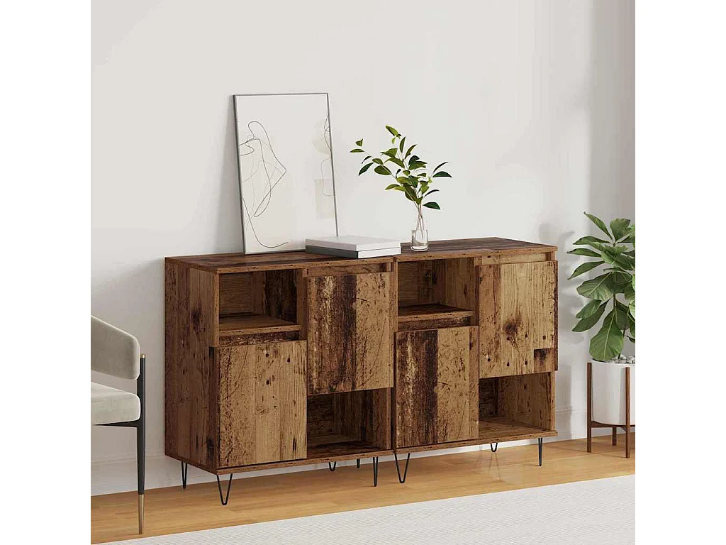 Buffets 2 pièces Bois ancien 120 x 35 x 70 cm Bois d'ingénierie