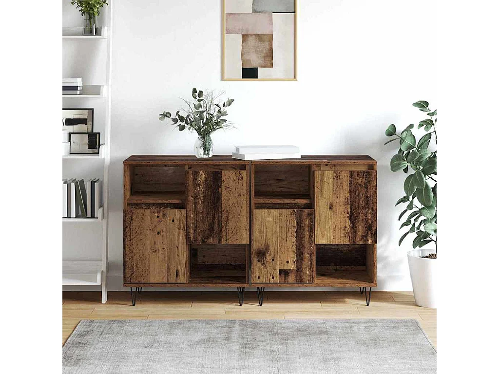 Buffets 2 pièces Bois ancien 120 x 35 x 70 cm Bois d'ingénierie