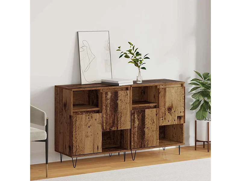 Buffets 2 pièces Bois ancien 120 x 35 x 70 cm Bois d'ingénierie