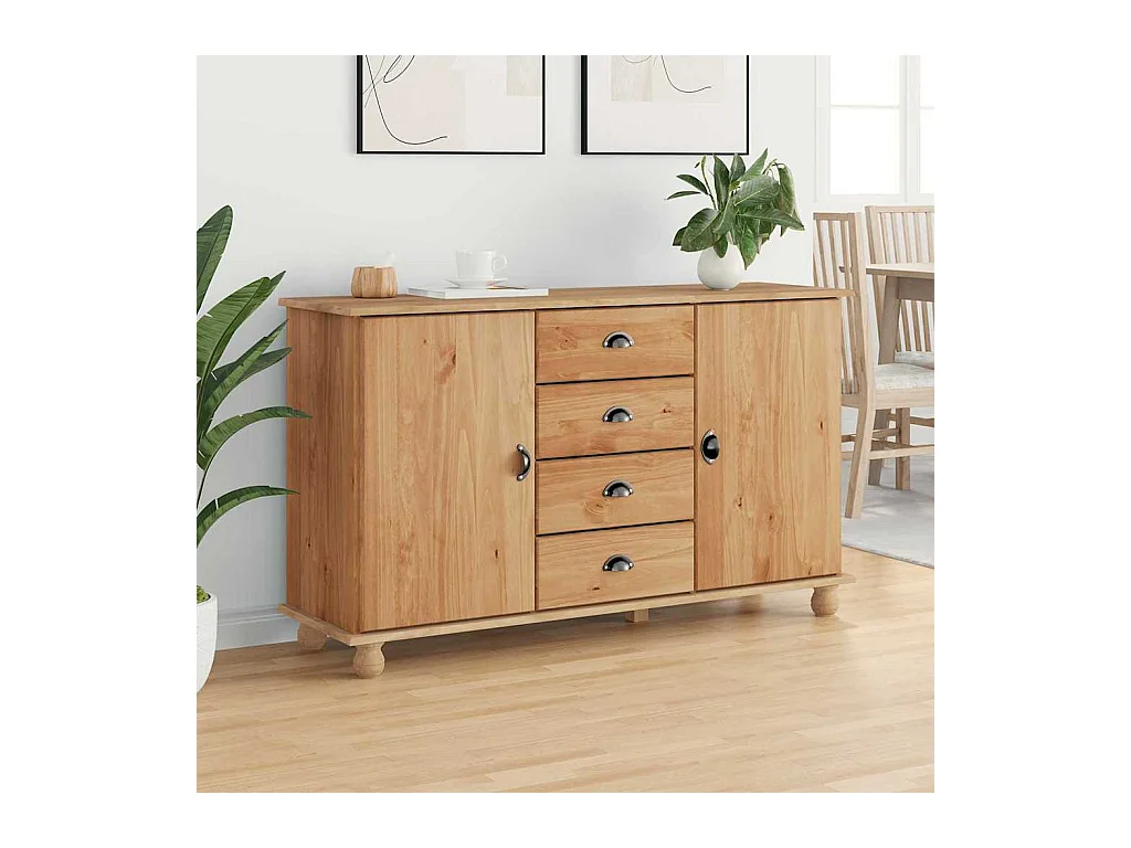 Buffet ASKIM Marron 133,5 x 40 x 79 cm Bois massif en pin