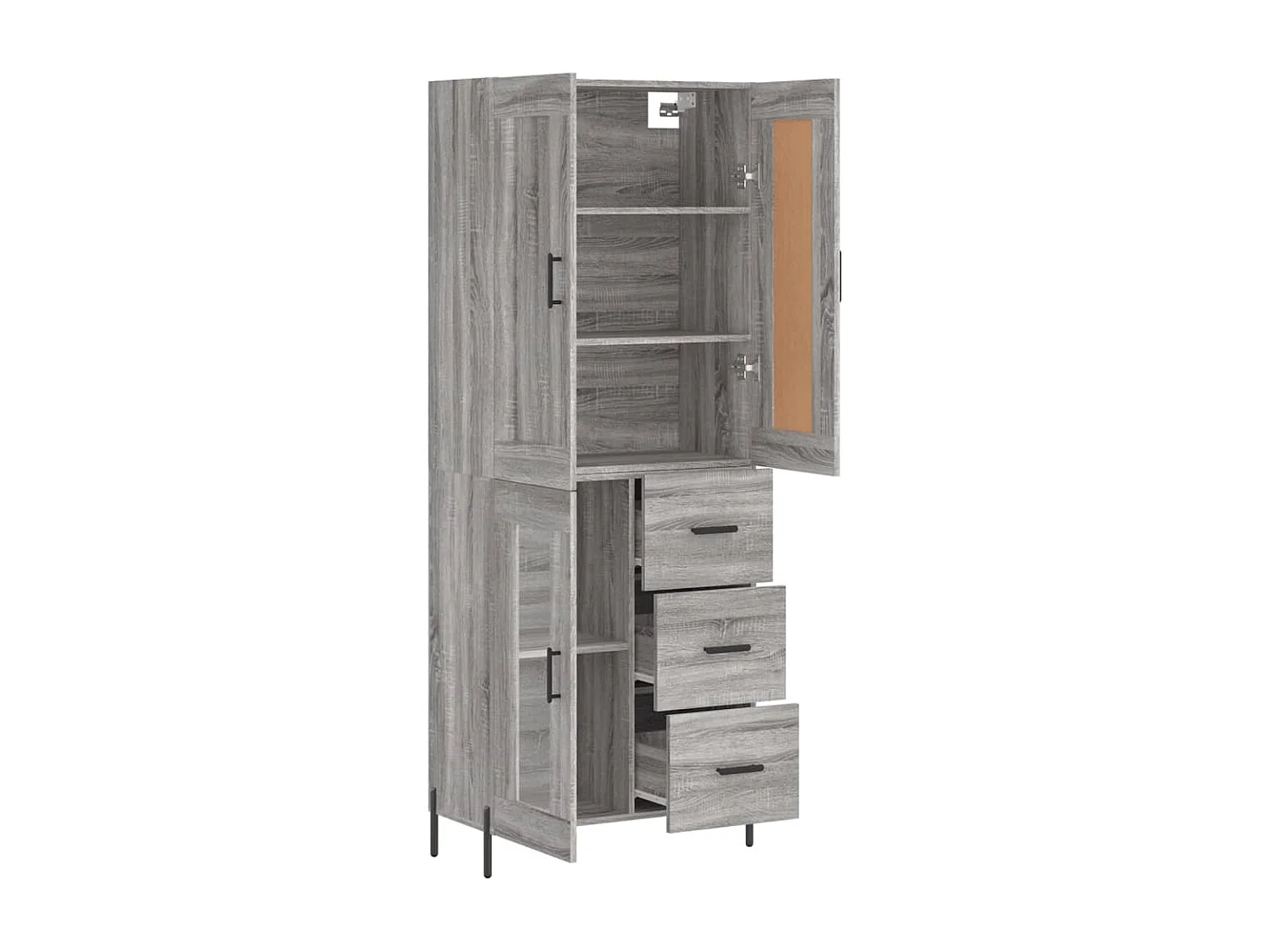 Buffet haut Sonoma gris 69,5x34x180 cm Bois d'ingénierie