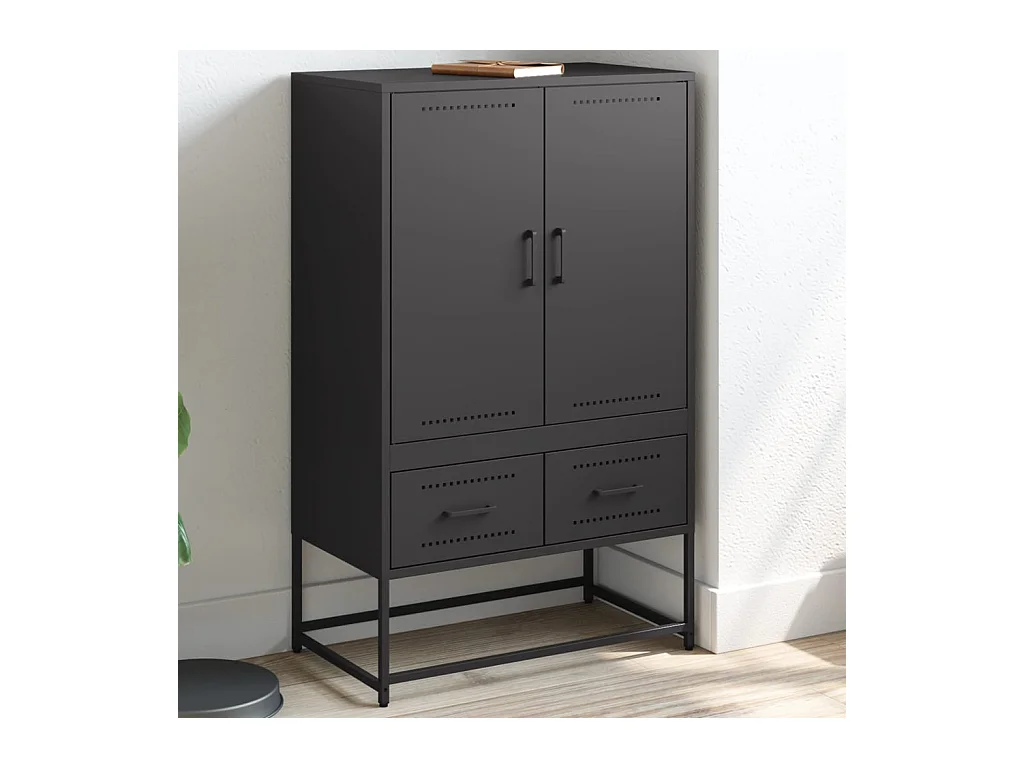 Buffet haut noir 68x39x111,5 cm acier