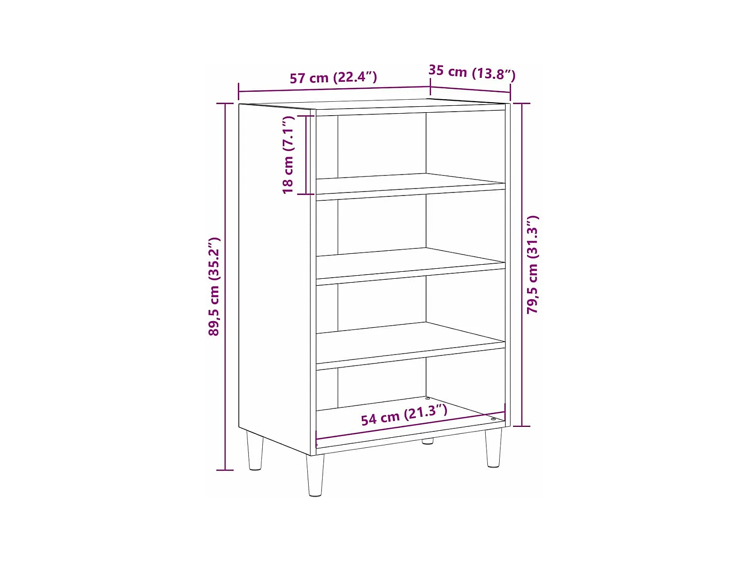 Buffet Bois ancien 57 x 35 x 89,5 cm Bois d'ingénierie