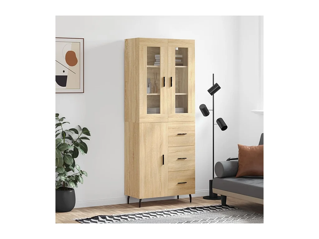 Hoge kast 69,5x34x180 cm bewerkt hout sonoma eikenkleurig