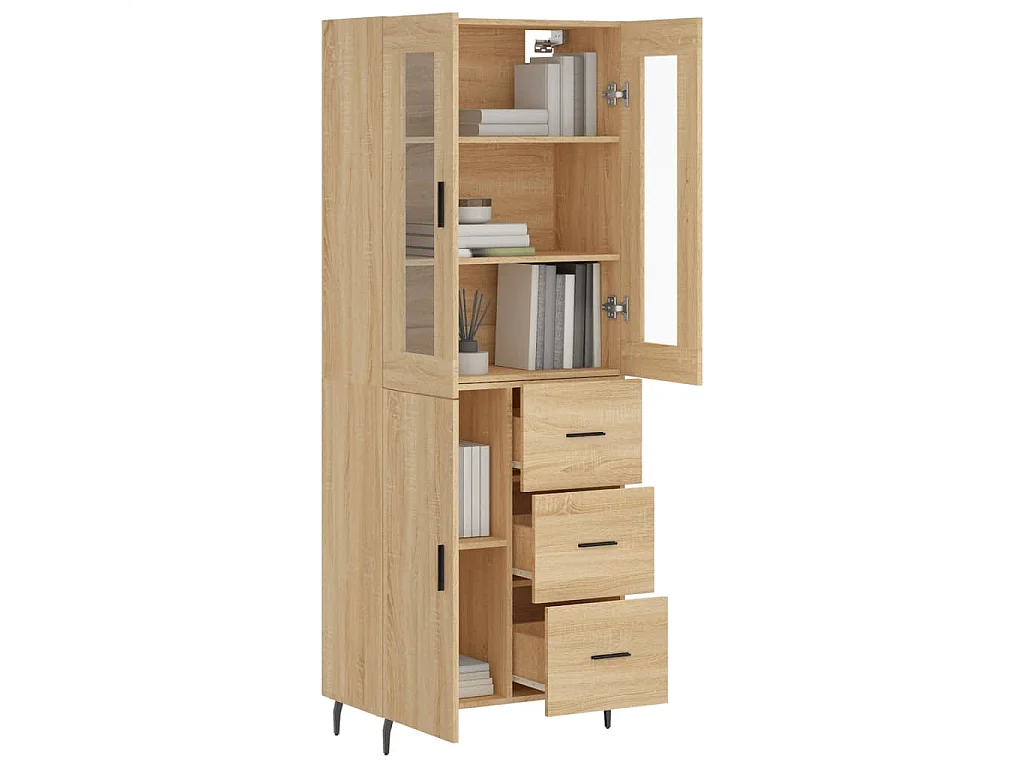 Buffet haut Chêne sonoma 69,5x34x180 cm Bois d'ingénierie