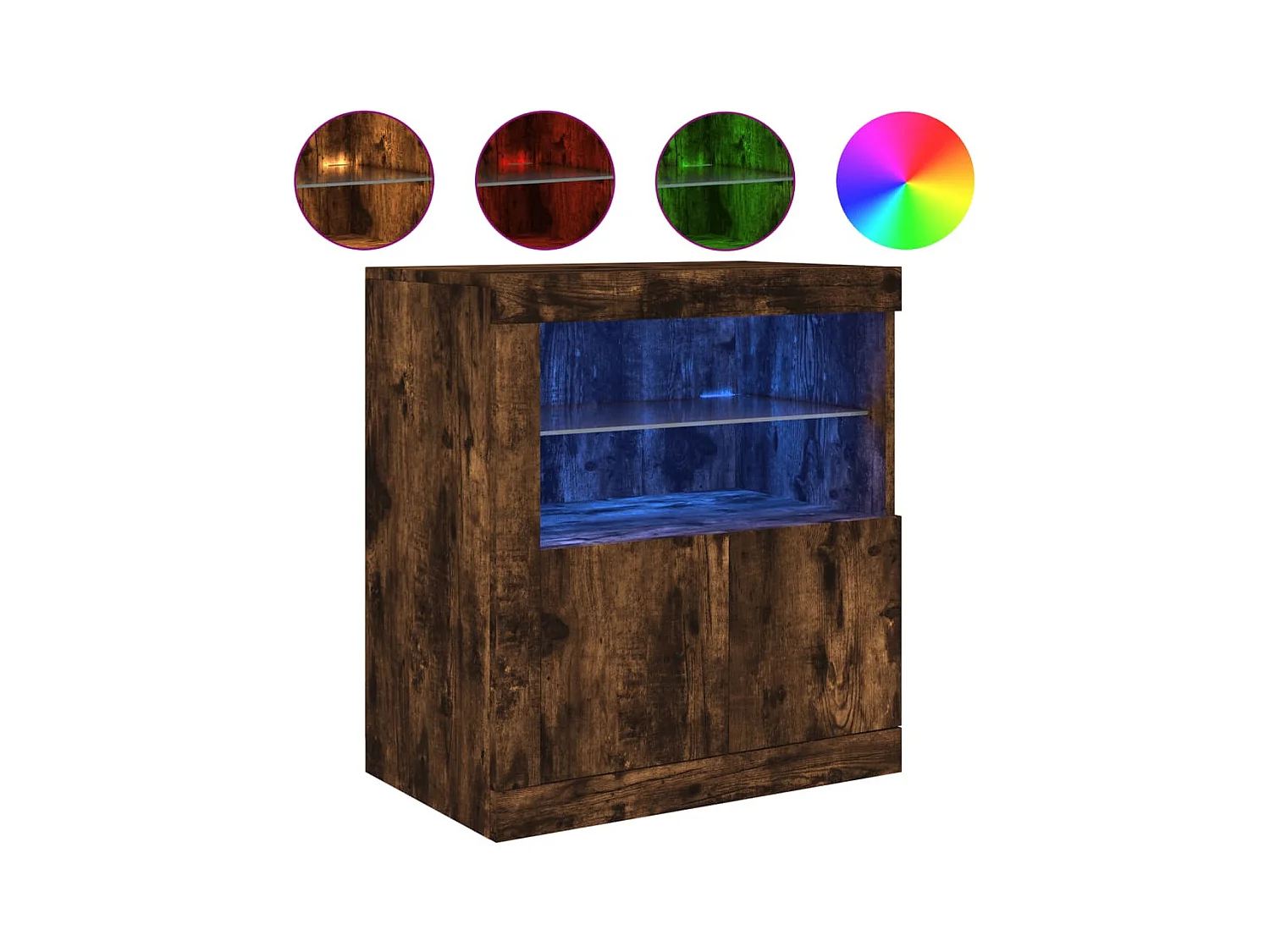 Aparador com luzes LED 60,5x37x67 cm carvalho fumado