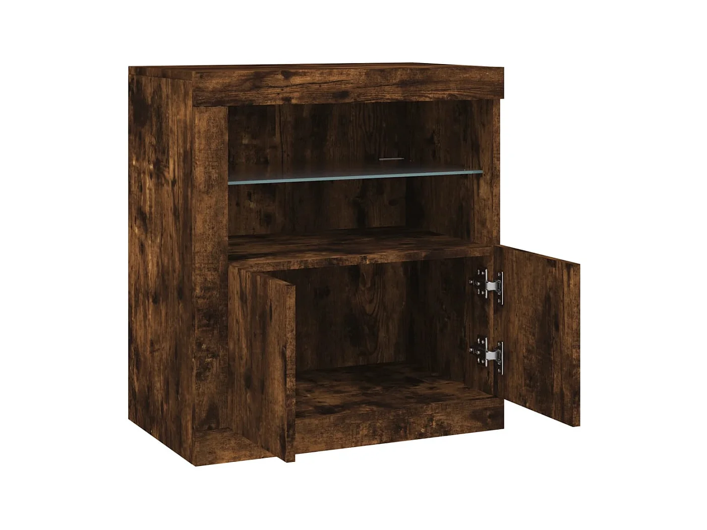 Aparador com luzes LED 60,5x37x67 cm carvalho fumado