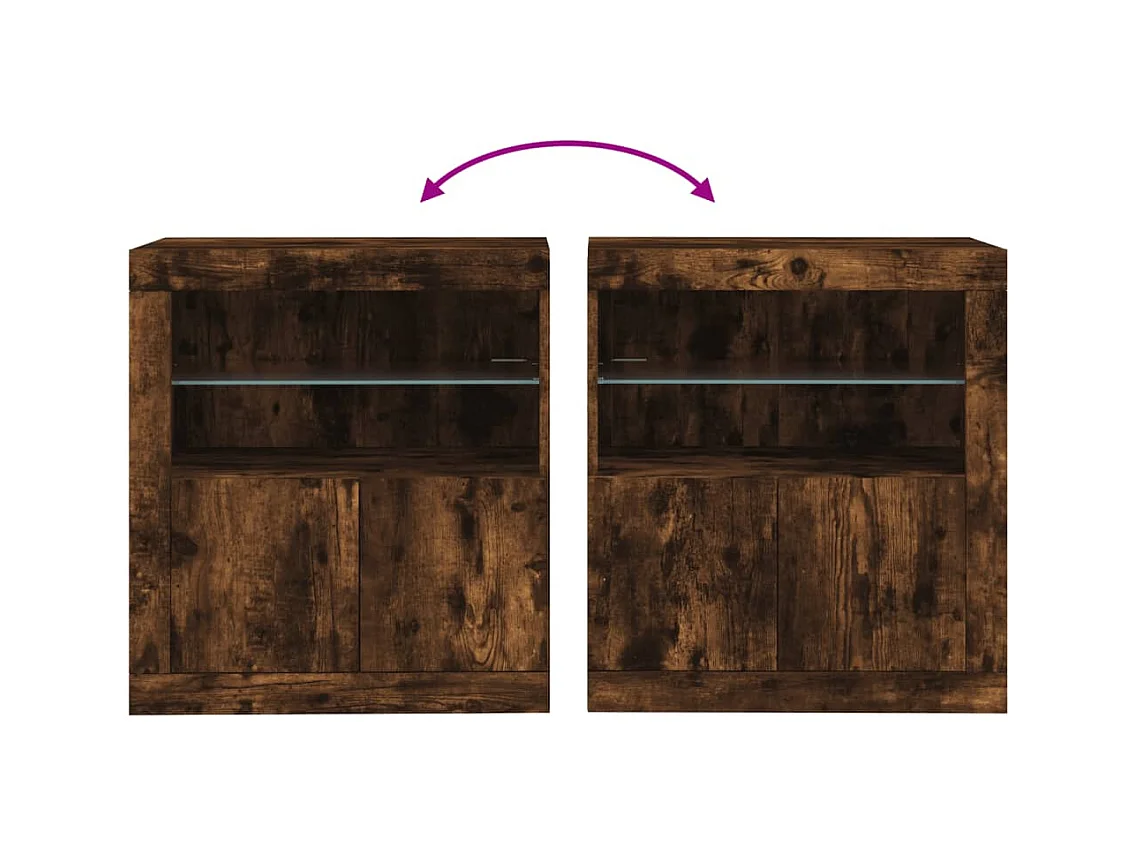 Aparador com luzes LED 60,5x37x67 cm carvalho fumado