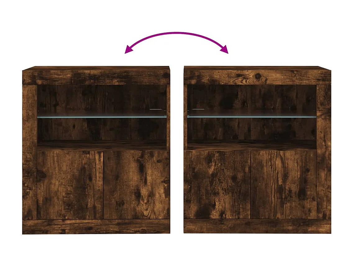 Aparador con luces LED roble ahumado 60,5x37x67 cm