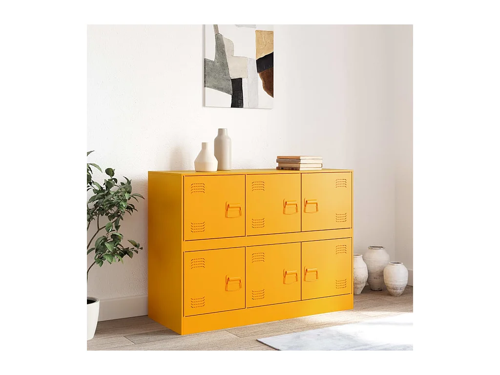 Buffet jaune moutarde 99x39x73 cm acier