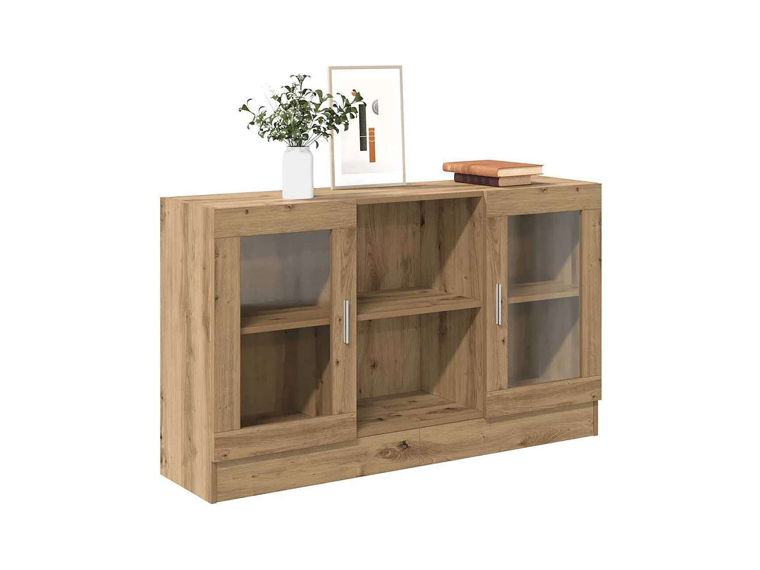 Buffet chêne artisanal 120x30,5x70 cm bois d'ingénierie