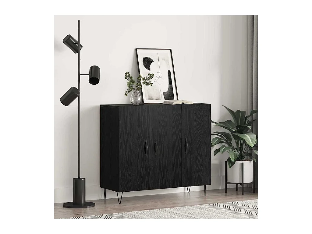 Buffet Chêne noir 90 x 34 x 80 cm Bois d'ingénierie