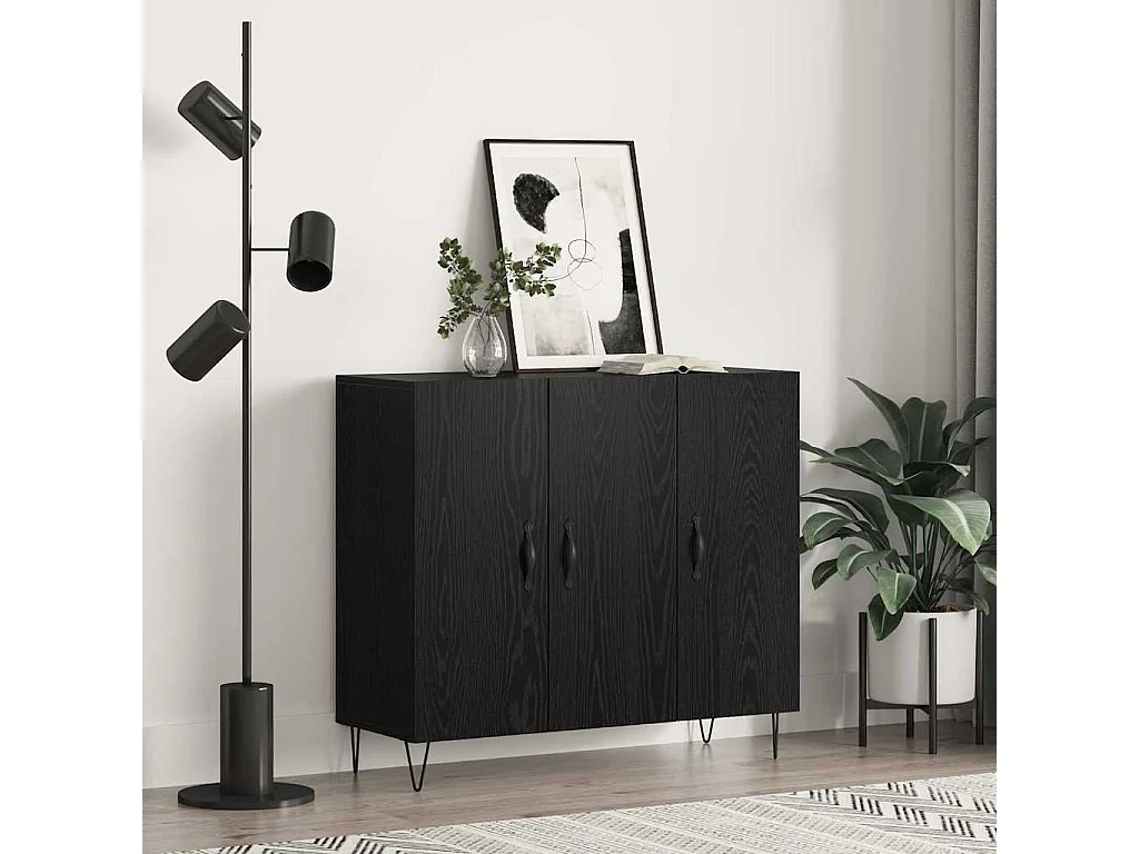 Buffet Chêne noir 90 x 34 x 80 cm Bois d'ingénierie
