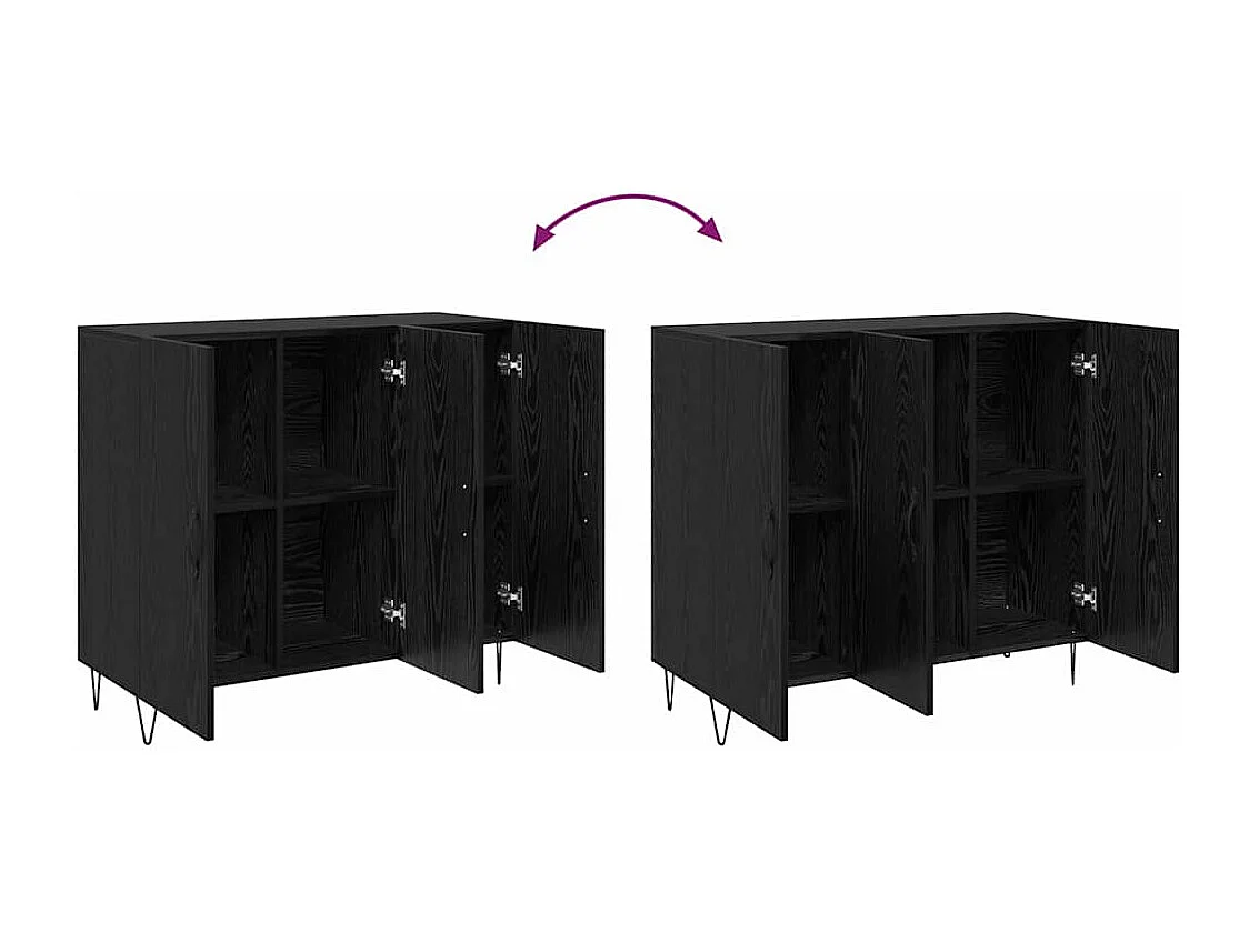 Buffet Chêne noir 90 x 34 x 80 cm Bois d'ingénierie