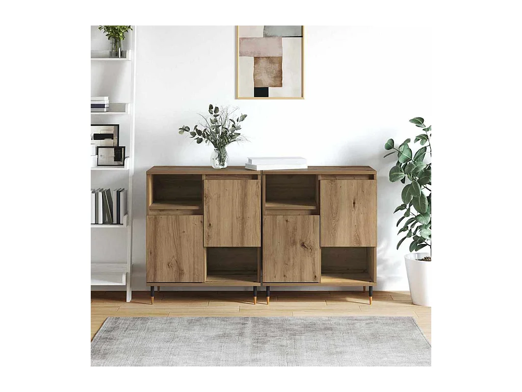 Buffets 2 pièces chêne artisanal 120 x 35 x 70 cm