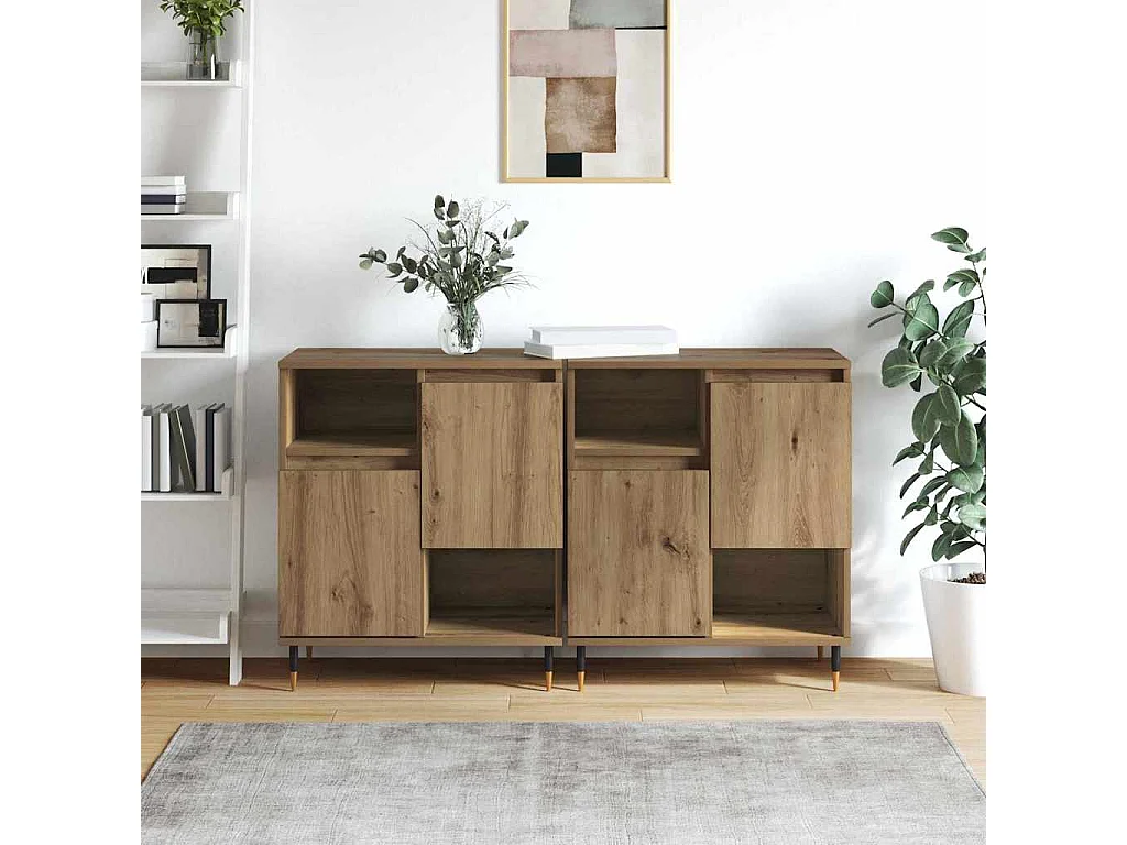 Buffets 2 pièces chêne artisanal 120 x 35 x 70 cm