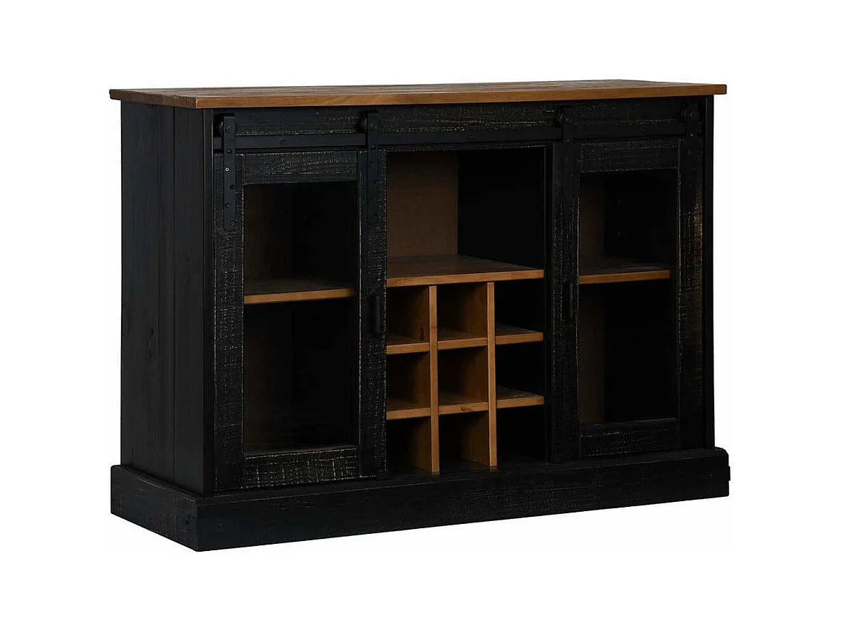 Buffet HALDEN 2 portes coulissantes noir 112x40x80 cm