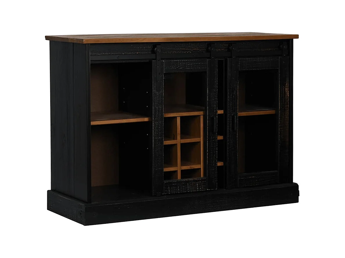 Buffet HALDEN 2 portes coulissantes noir 112x40x80 cm