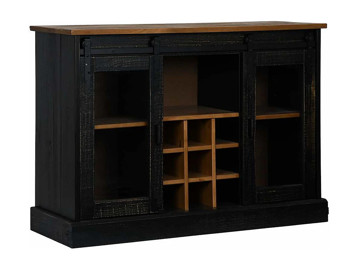 Aparador HALDEN 2 puertas correderas negro 112x40x80 cm
