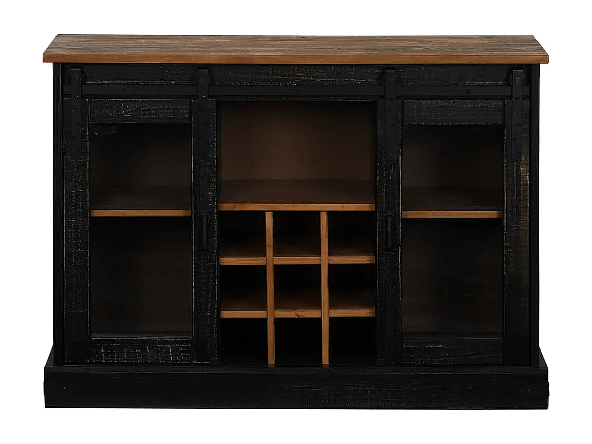 Aparador HALDEN 2 puertas correderas negro 112x40x80 cm