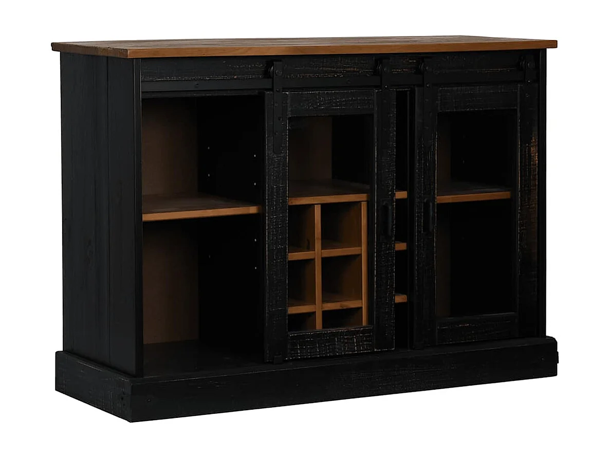 Aparador HALDEN 2 puertas correderas negro 112x40x80 cm