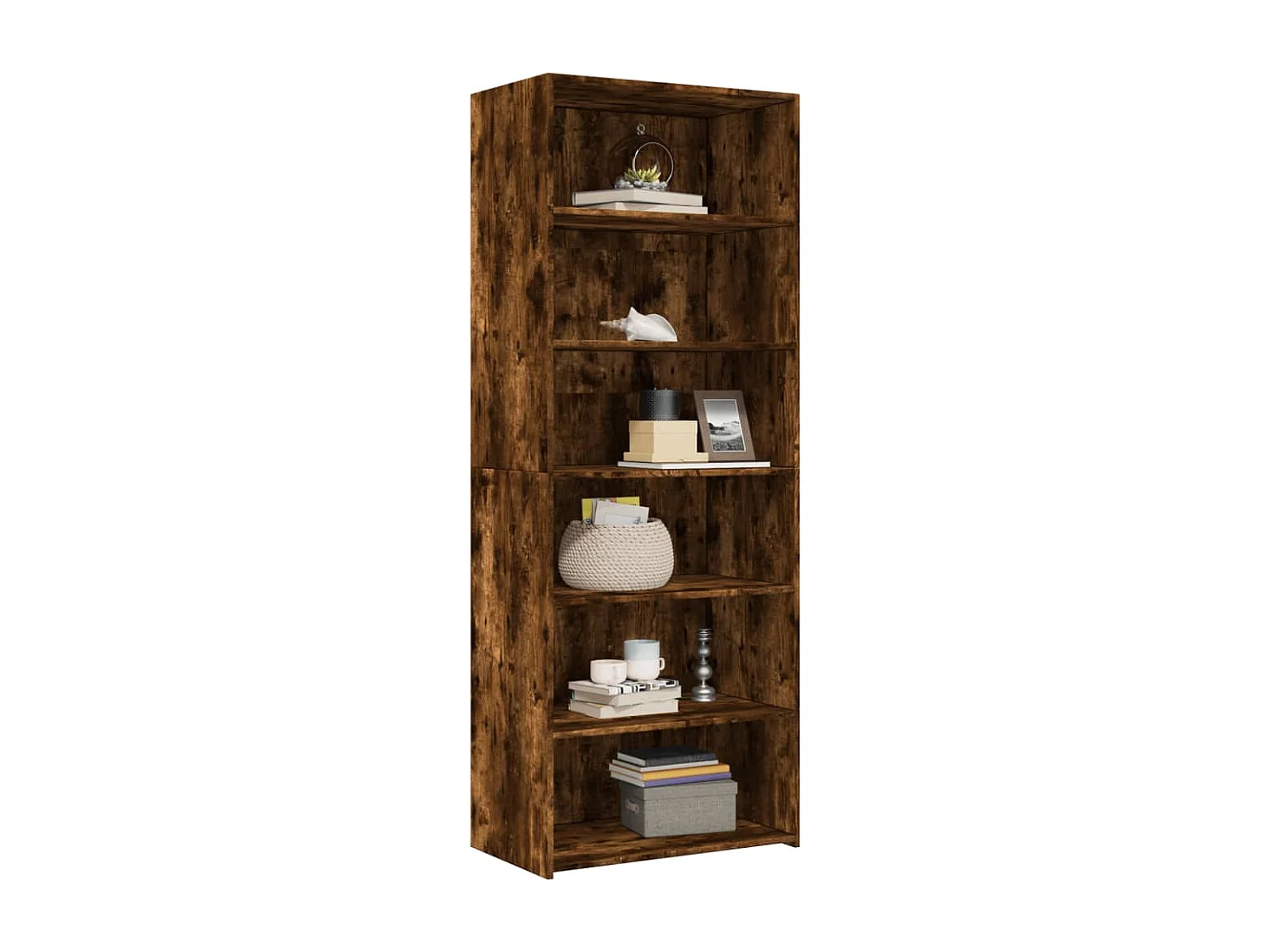 Buffet haut chêne fumé 70x41x185 cm bois d'ingénierie