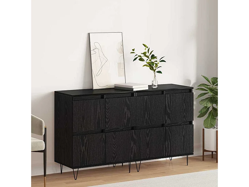 Buffets 2 pièces Chêne noir 120 x 35 x 70 cm Bois d'ingénierie