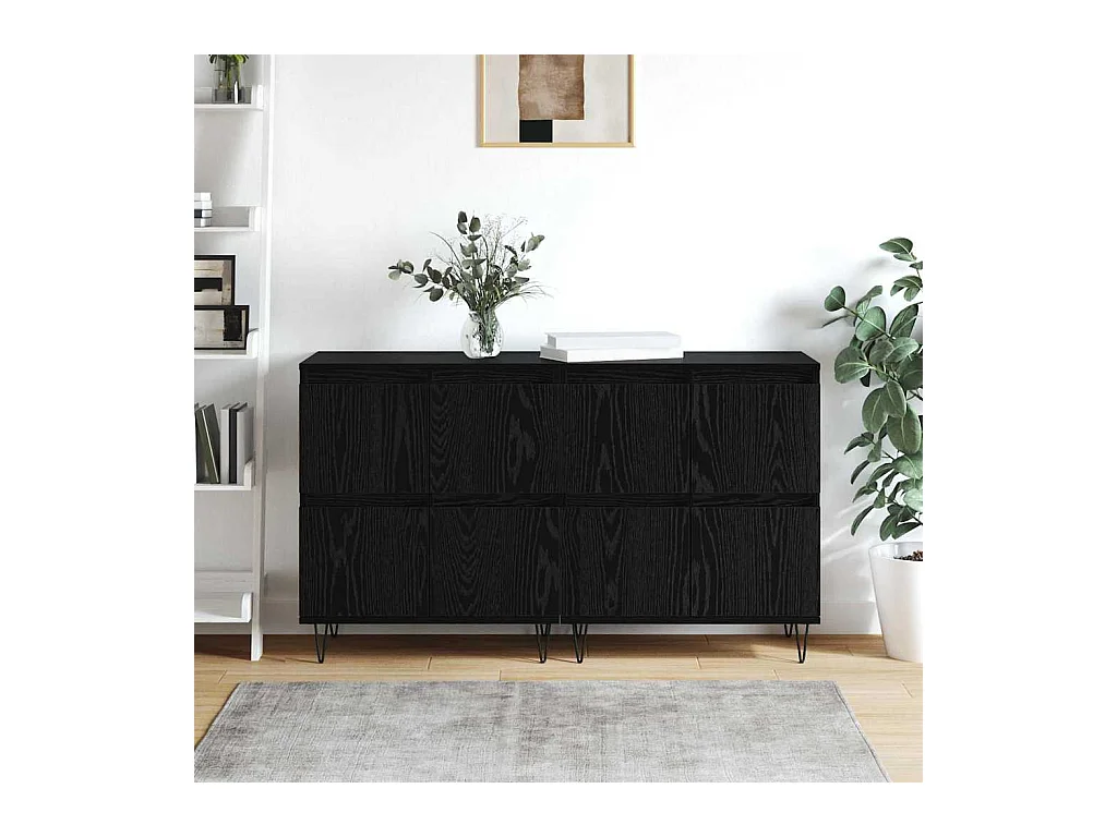 Buffets 2 pièces Chêne noir 120 x 35 x 70 cm Bois d'ingénierie