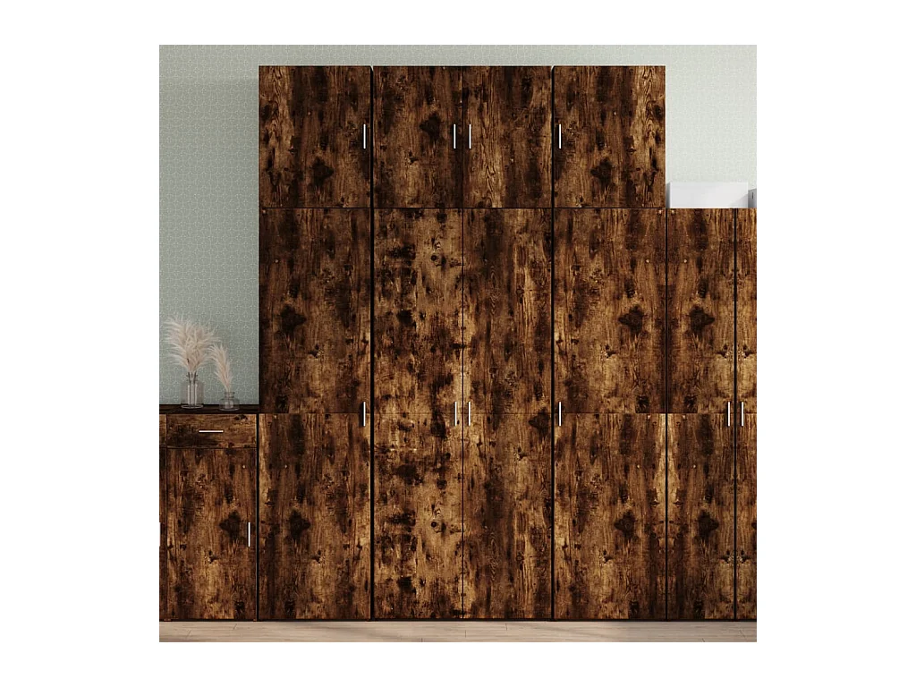 Buffet haut chêne fumé 80x42,5x249 cm bois d'ingénierie