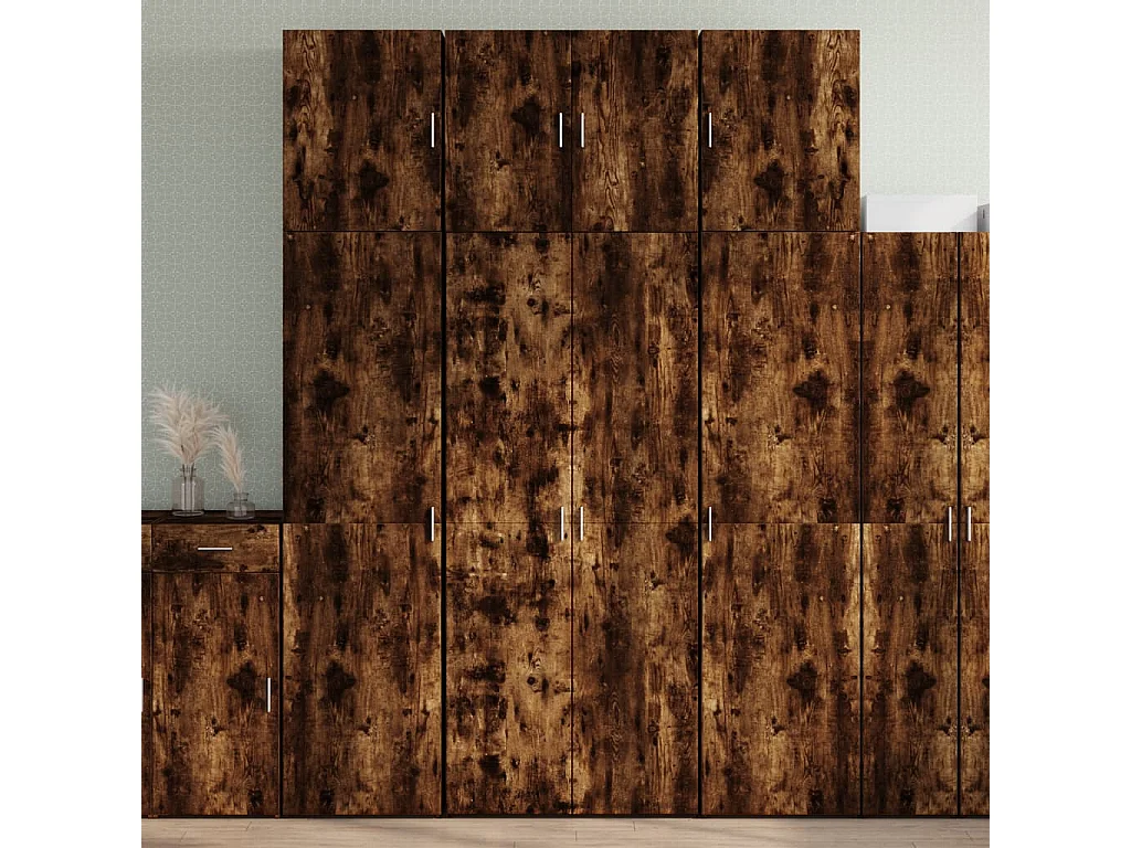 Buffet haut chêne fumé 80x42,5x249 cm bois d'ingénierie