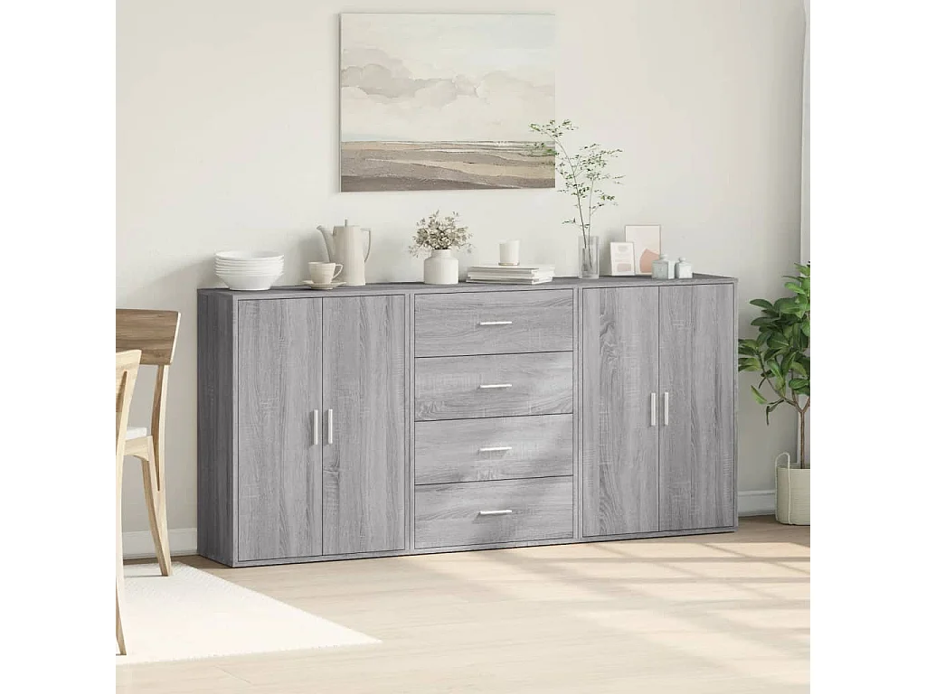 Buffets 3 pièces sonoma gris 60x31x84 cm bois d'ingénierie