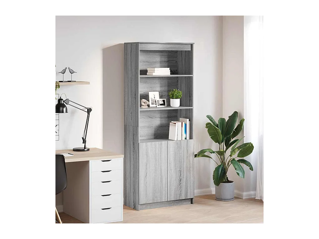 Buffet haut sonoma gris 70x35x180 cm bois d'ingénierie