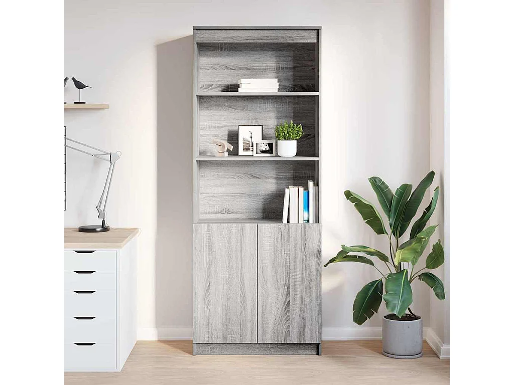 Buffet haut sonoma gris 70x35x180 cm bois d'ingénierie