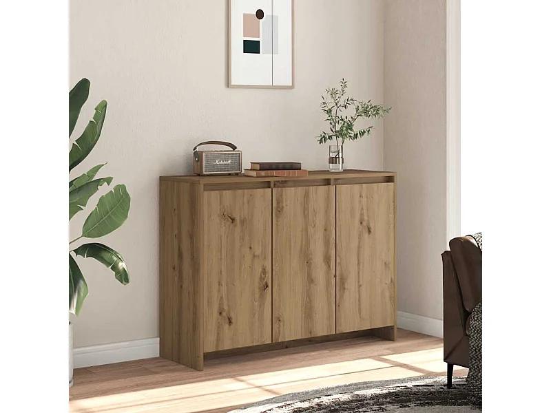 Buffet chêne artisanal 102x33x75 cm bois d'ingénierie