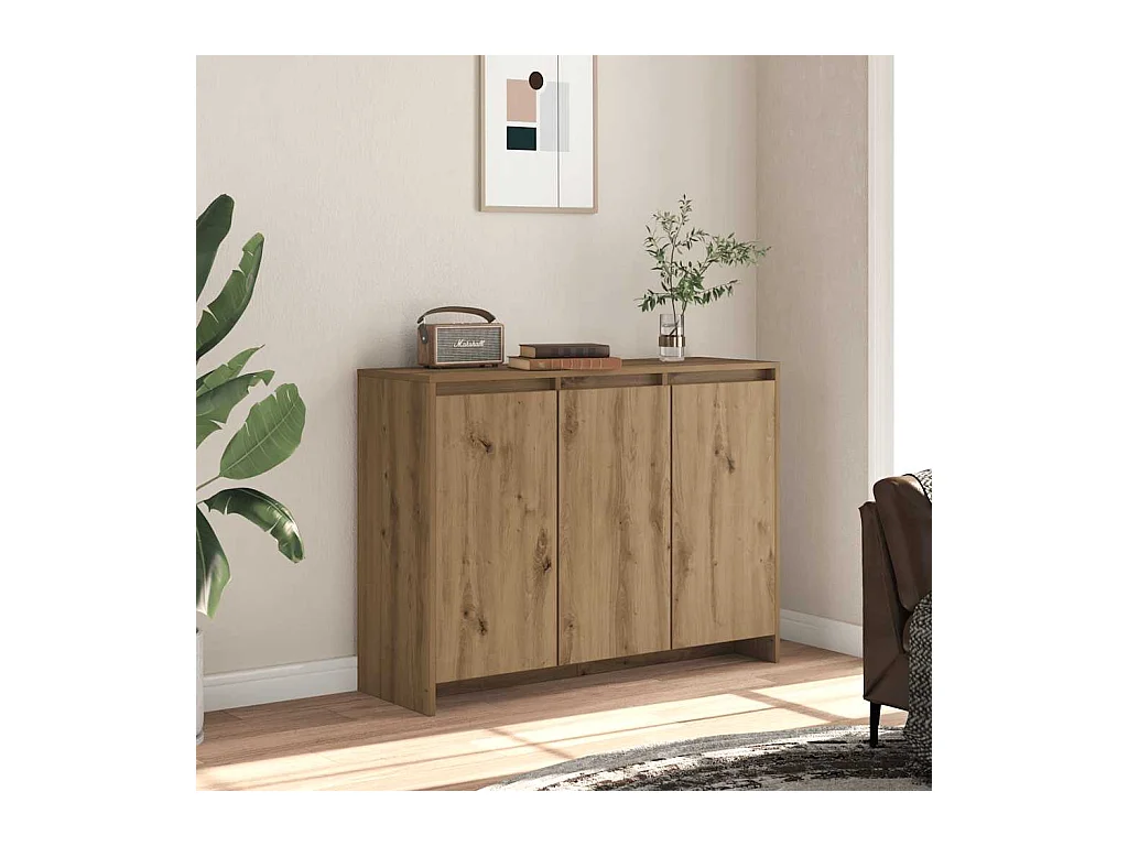 Buffet chêne artisanal 102x33x75 cm bois d'ingénierie