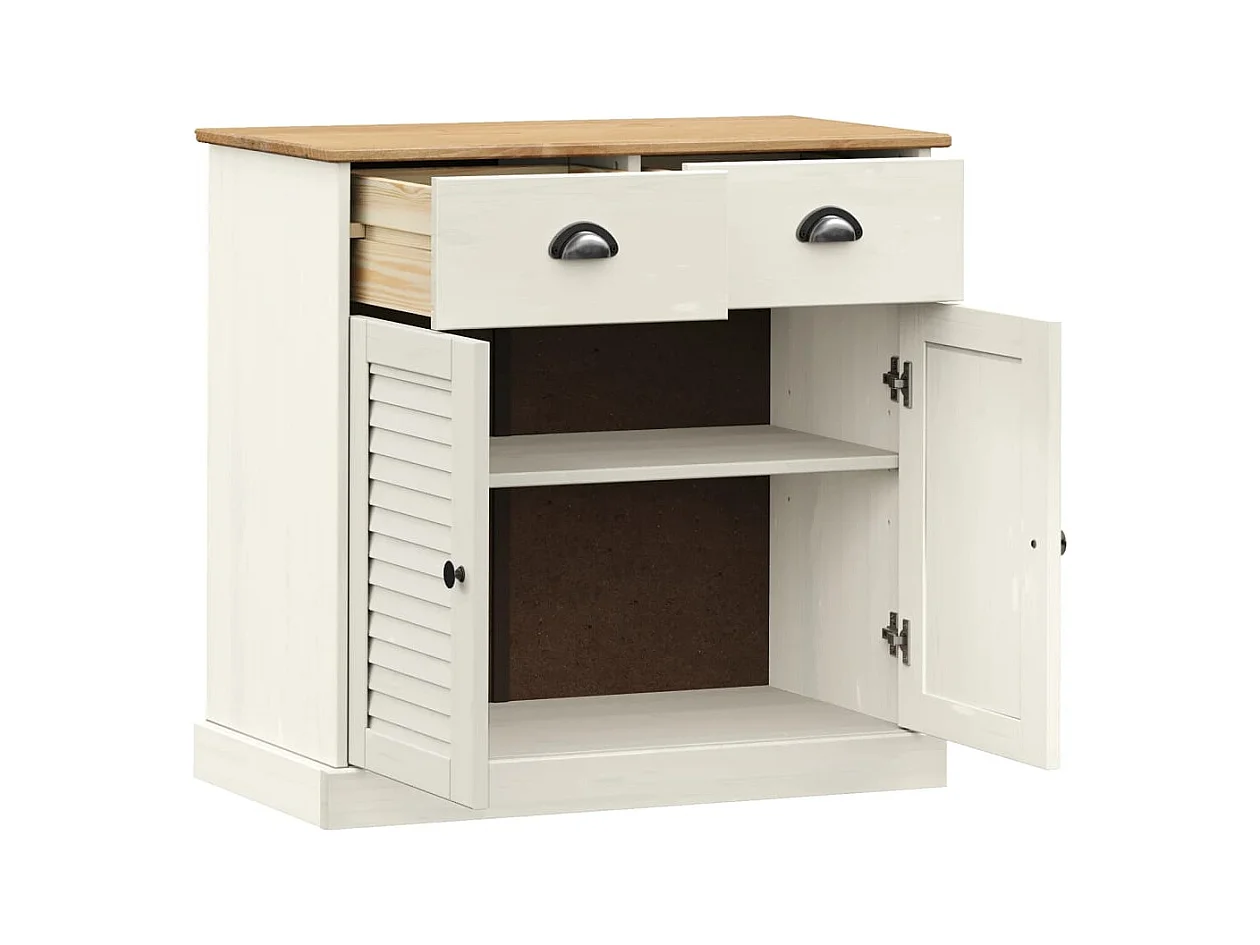 Buffet avec tiroirs VIGO 78x40x75 cm blanc bois massif de pin
