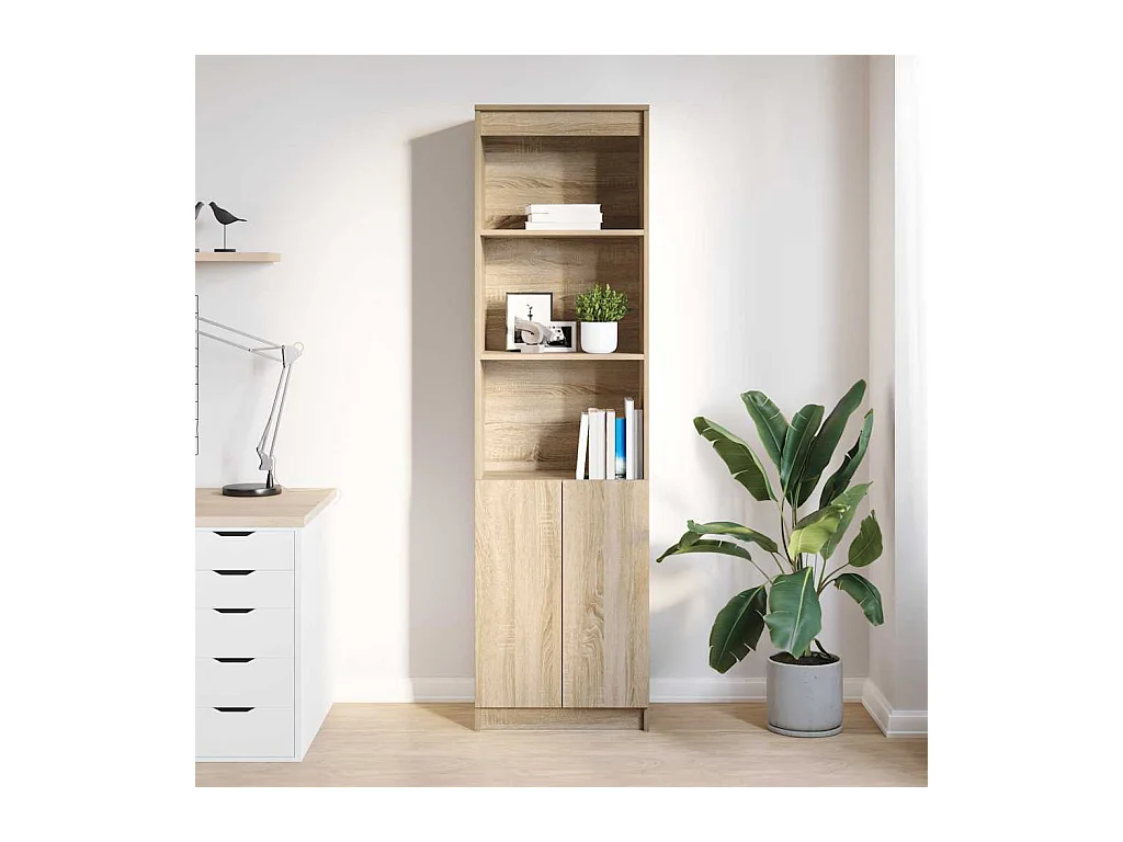 Buffet haut chêne sonoma 50x35x180 cm bois d'ingénierie